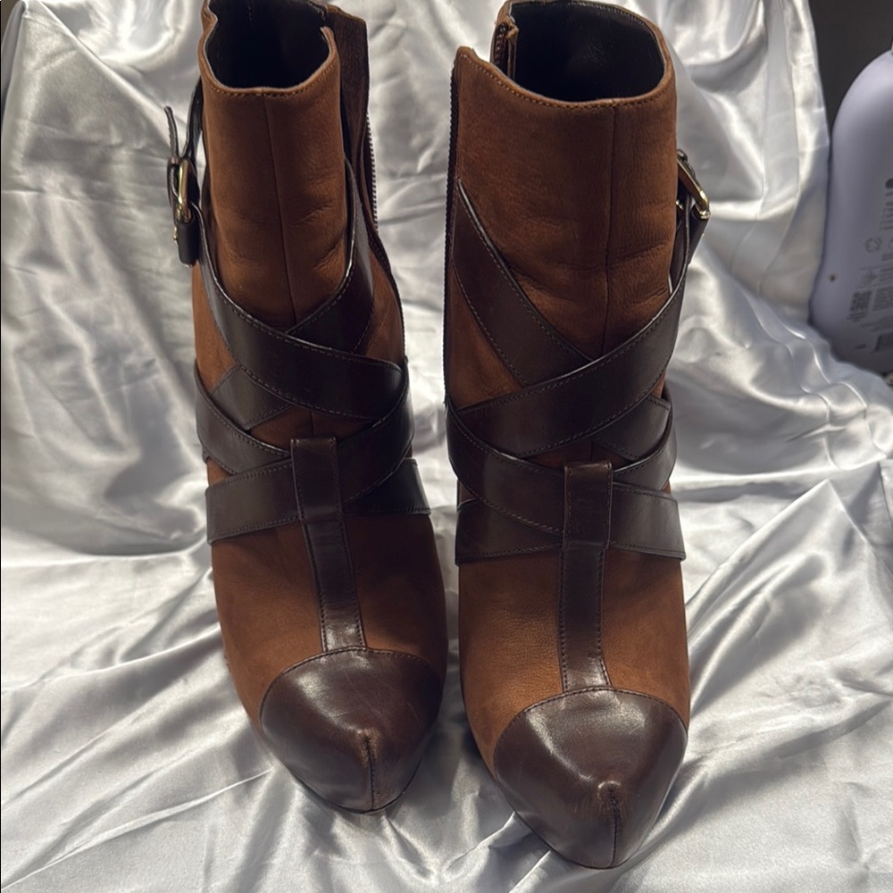 Report Brown Ankle Booties Gradient Effect Medium Heel